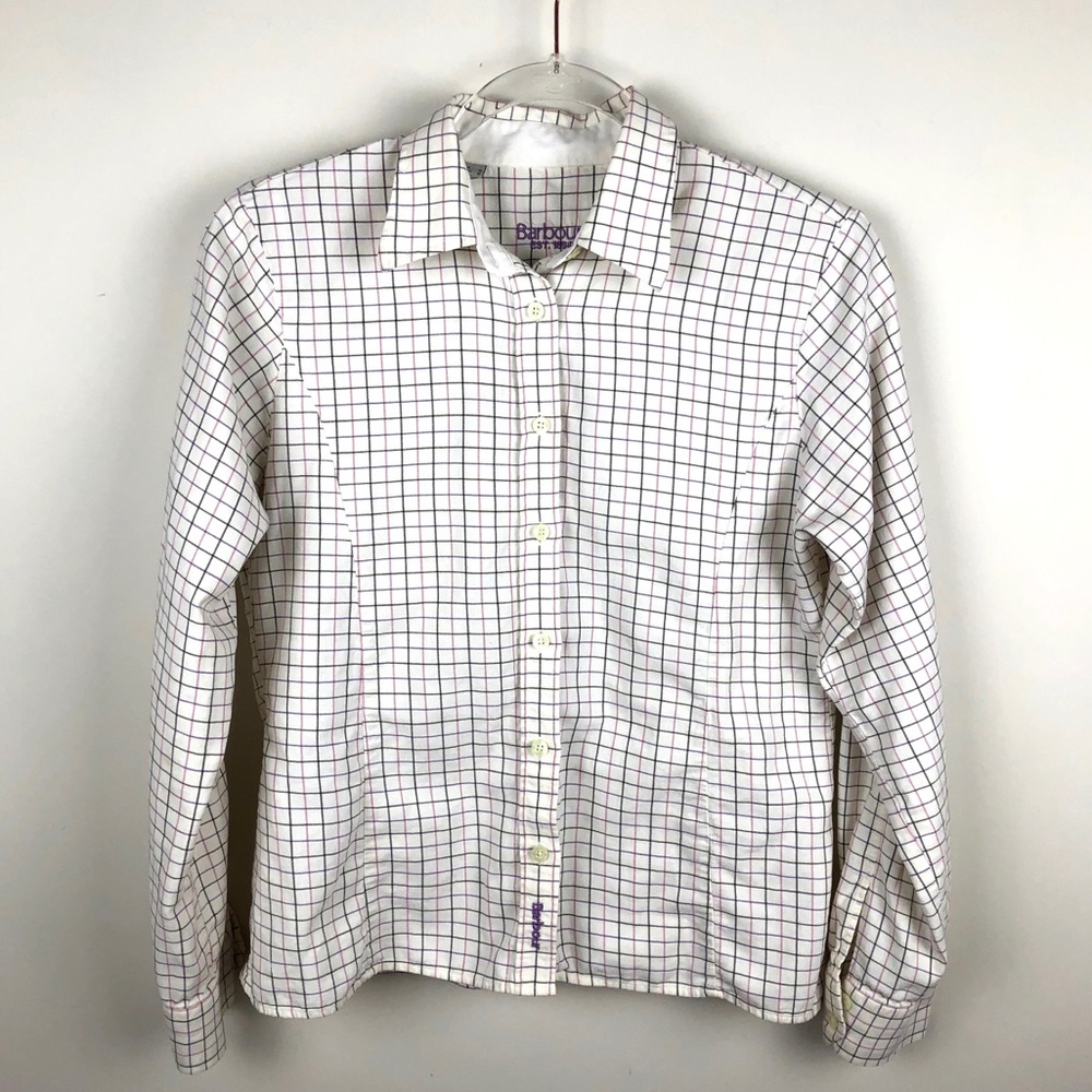 Barbour Plaid Check Button Up Shirt Size 10